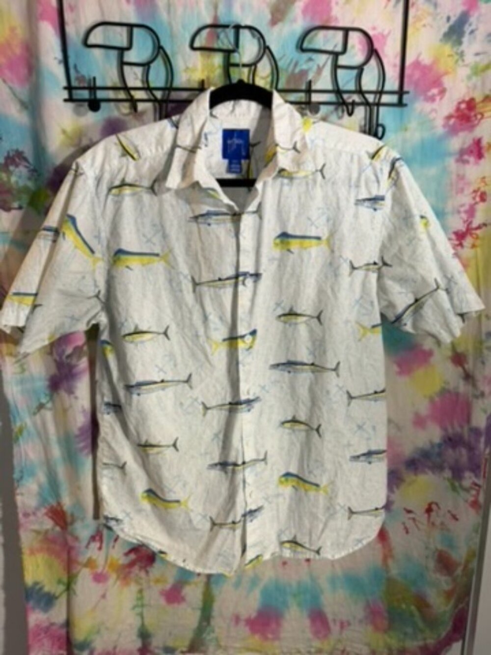 Guy Harvey Men's Short-Sleeve Resort Woven Button-Down Shirt